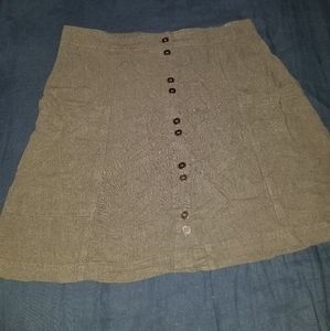Green Button-up Skirt with Pockets